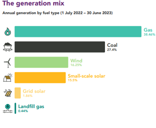Business electricity - generation mix of fuel type